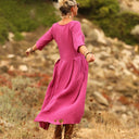 Robe Louisa double gaze de coton bougainvillier - Quintessence