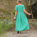 Robe Louisa - Double gaze de coton brodée vert pep's - Quintessence