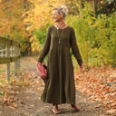 Robe Louisa - double gaze de coton kaki - Quintessence