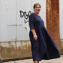 Robe Louisa double gaze de coton marine - Quintessence