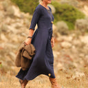 Robe Louisa double gaze de coton marine - Quintessence