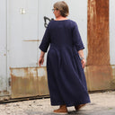 Robe Louisa double gaze de coton marine - Quintessence