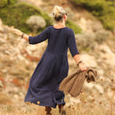 Robe Louisa double gaze de coton marine - Quintessence