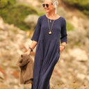 Robe Louisa double gaze de coton marine - Quintessence