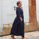 Robe Louisa double gaze de coton marine - Quintessence