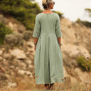 Robe Louisa double gaze de coton vert d'eau - Quintessence