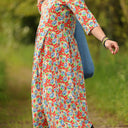 Robe Louisa manches 3/4 Coton coquelicots | Quintessence
