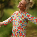 Robe Louisa manches 3/4 Coton coquelicots | Quintessence