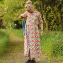 Robe Louisa manches 3/4 Coton coquelicots | Quintessence
