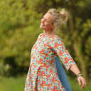 Robe Louisa manches 3/4 Coton coquelicots | Quintessence