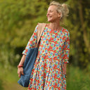 Robe Louisa manches 3/4 Coton coquelicots | Quintessence