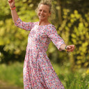 Robe Louisa manches 3/4 Coton floral impressionniste | Quintessence