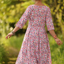 Robe Louisa manches 3/4 Coton floral impressionniste | Quintessence