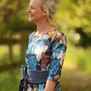 Robe Louisa manches 3/4 coton imprimé Bleu astral | Quintessence