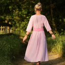 Robe Louisa manches 3/4 Coton rayures figues | Quintessence