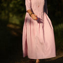 Robe Louisa manches 3/4 Coton rayures figues | Quintessence