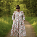 Robe Louisa manches 3/4 Coton roseraie sauvage | Quintessence