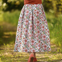 Robe Louisa manches 3/4 Coton roseraie sauvage porté | atelier à Roubaix