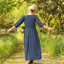 Robe Louisa manches 3/4 Jean de coton bleu | Quintessence