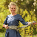 Robe Louisa manches 3/4 Jean de coton bleu | Quintessence