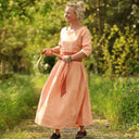 Robe Louisa manches 3/4 Lin abricot | Quintessence