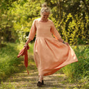 Robe Louisa manches 3/4 Lin abricot | Quintessence