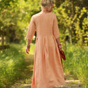 Robe Louisa manches 3/4 Lin abricot | Quintessence