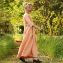 Robe Louisa manches 3/4 Lin abricot | Quintessence