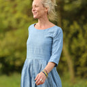 Robe Louisa manches 3/4 – Lin chiné denim - Quintessence