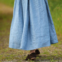 Robe Louisa manches 3/4 – Lin chiné denim - Quintessence