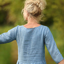 Robe Louisa manches 3/4 – Lin chiné denim - Quintessence