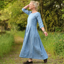 Robe Louisa manches 3/4 – Lin chiné denim - Quintessence