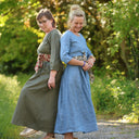 Robe Louisa manches 3/4 Lin chiné denim | Quintessence
