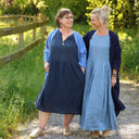 Robe Louisa manches 3/4 Lin chiné denim | Quintessence