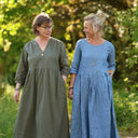 Robe Louisa manches 3/4 Lin chiné denim | Quintessence