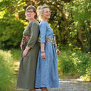 Robe Louisa manches 3/4 – Lin chiné denim - Quintessence