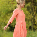 Robe Louisa manches 3/4 Lin chiné orange pep's | Quintessence
