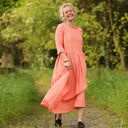 Robe Louisa manches 3/4 Lin chiné orange pep's | Quintessence