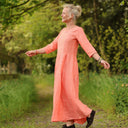 Robe Louisa manches 3/4 Lin chiné orange pep's | Quintessence