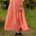 Robe Louisa manches 3/4 Lin chiné orange pep's | Quintessence