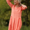 Robe Louisa manches 3/4 Lin chiné orange pep's | Quintessence