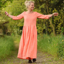 Robe Louisa manches 3/4 Lin chiné orange pep's | Quintessence