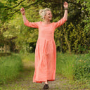 Robe Louisa manches 3/4 Lin chiné orange pep's | Quintessence