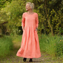 Robe Louisa manches 3/4 Lin chiné orange pep's | Quintessence