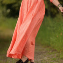 Robe Louisa manches 3/4 Lin chiné orange pep's porté | atelier à Roubaix