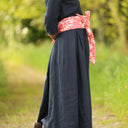 Robe Louisa manches 3/4 Lin marine | Quintessence