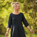Robe Louisa manches 3/4 Lin marine | Quintessence
