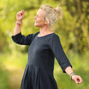 Robe Louisa manches 3/4 Lin marine | Quintessence