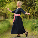Robe Louisa manches 3/4 Lin marine | Quintessence