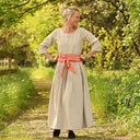 Robe Louisa manches 3/4 Lin naturel porté | atelier à Roubaix